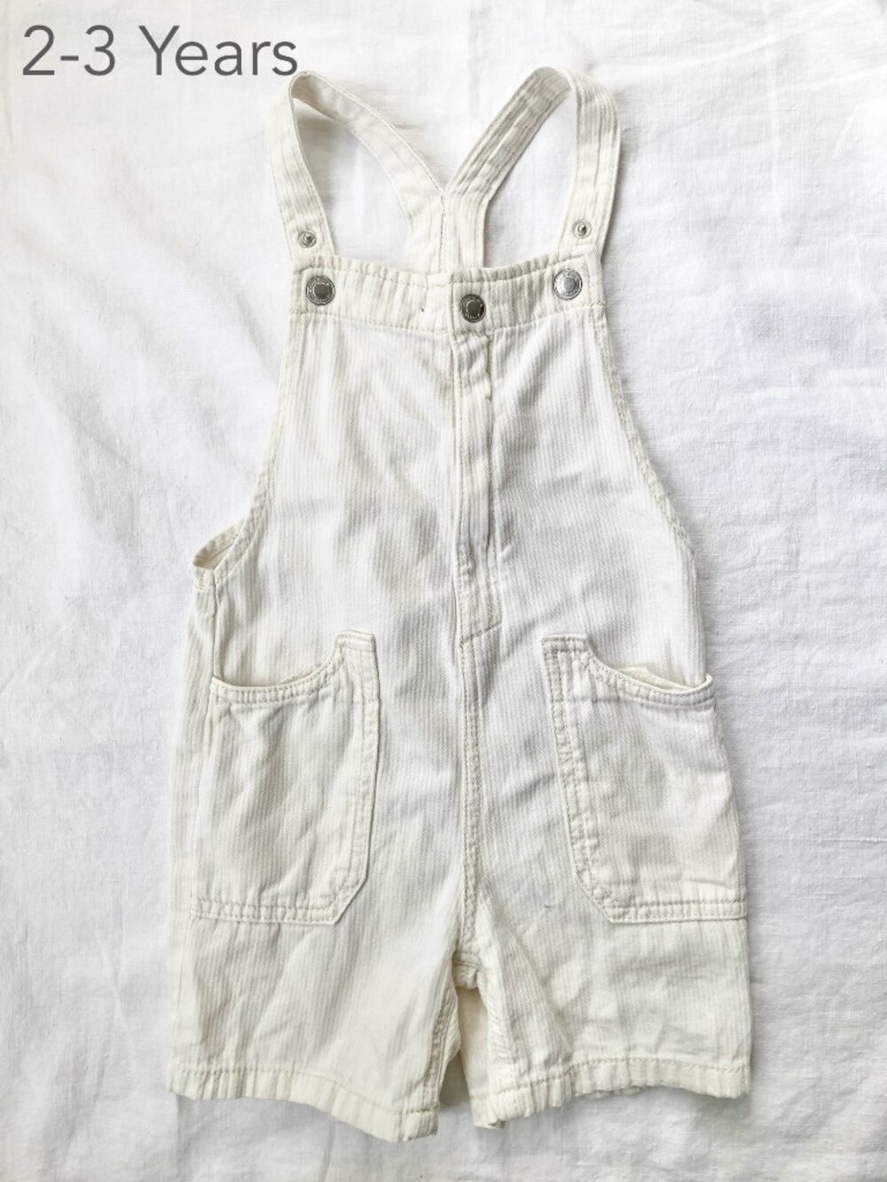 🪴5/$30 Zara 2-3 Years Toddler Unisex White Denim Jean Shortalls Overall Summer